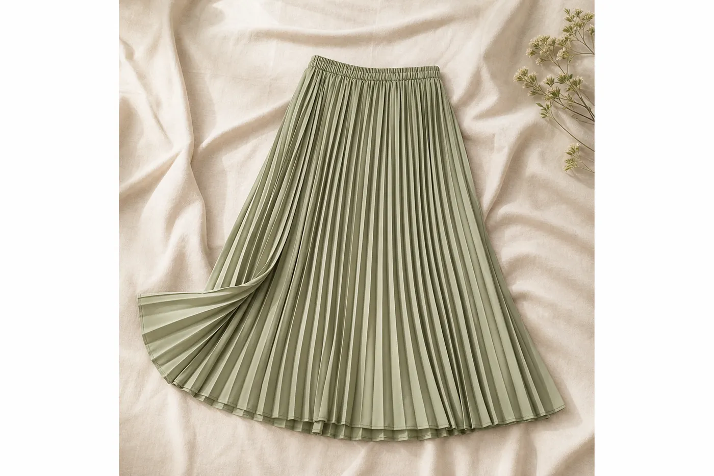 Pleated Midi Skirt Signature